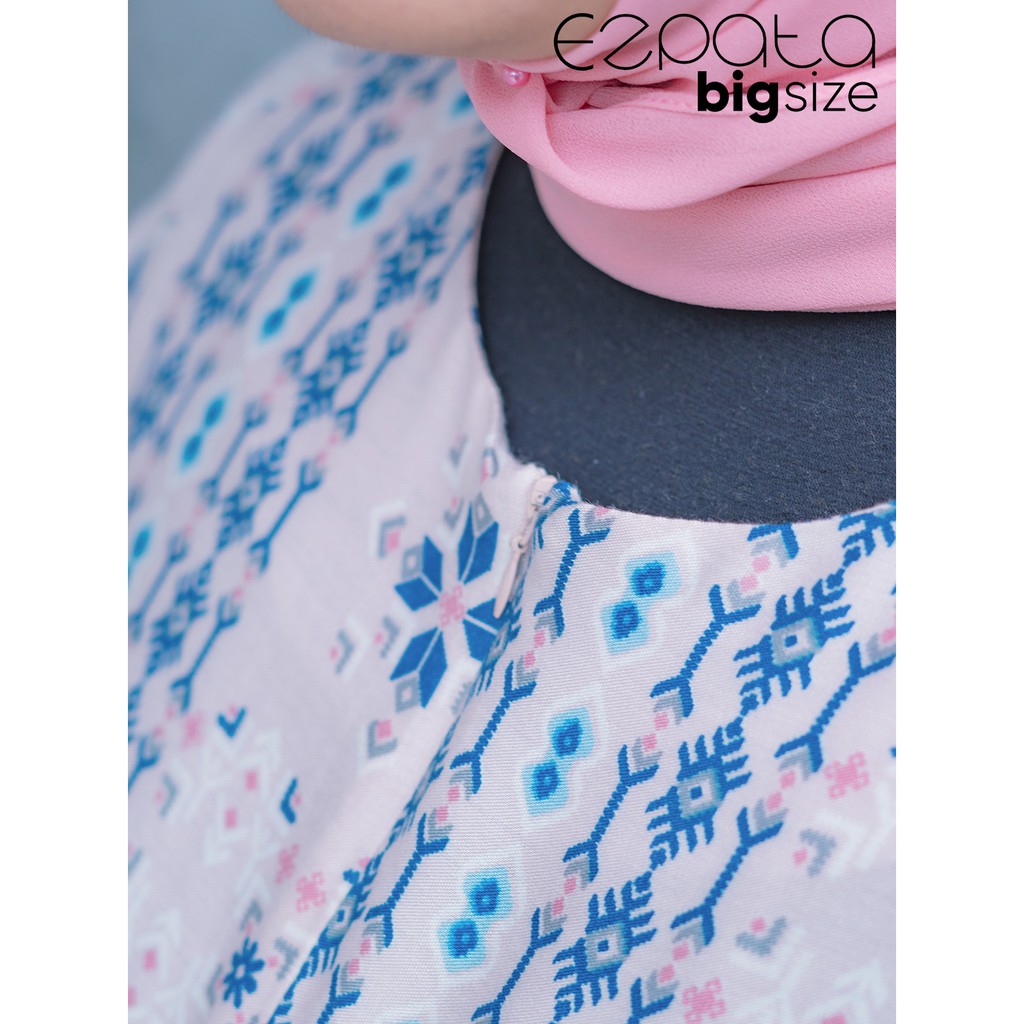 Ezpata Setelan Daily Outfit Mazel Jumbo Bigsize Motif Etnik Pinggang Serut Resleting Depan Busui Friendly Lengan Kancing