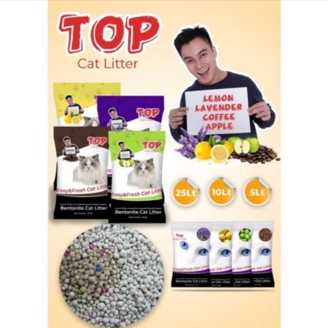 PASIR KUCING GUMPAL WANGI TOP CAT LITTER 10L ( VIA GOSEND &amp; GRAB )