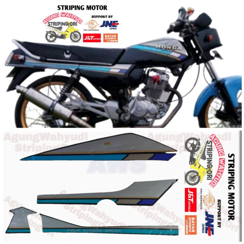 STRIPING MOTOR HONDA GL PRO 1992  BIRU HITAM LIS LES BODY POLET STIKER SEPEDA 1991 1993 91 93 1990 9