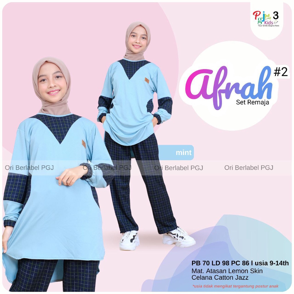 Afrah by PGJ3 - Setelan Baju Tunik dan Celana Anak Remaja Perempuan