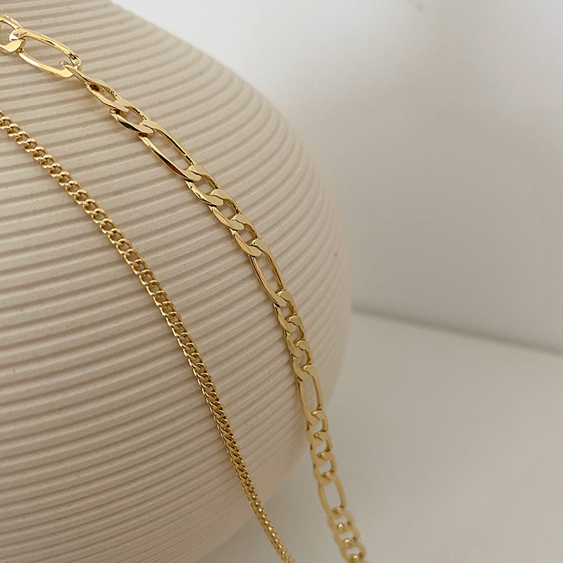 Kalung Rantai Klavikula Lapisan Ganda Bahan Logam Gaya Retro Untuk Perhiasan