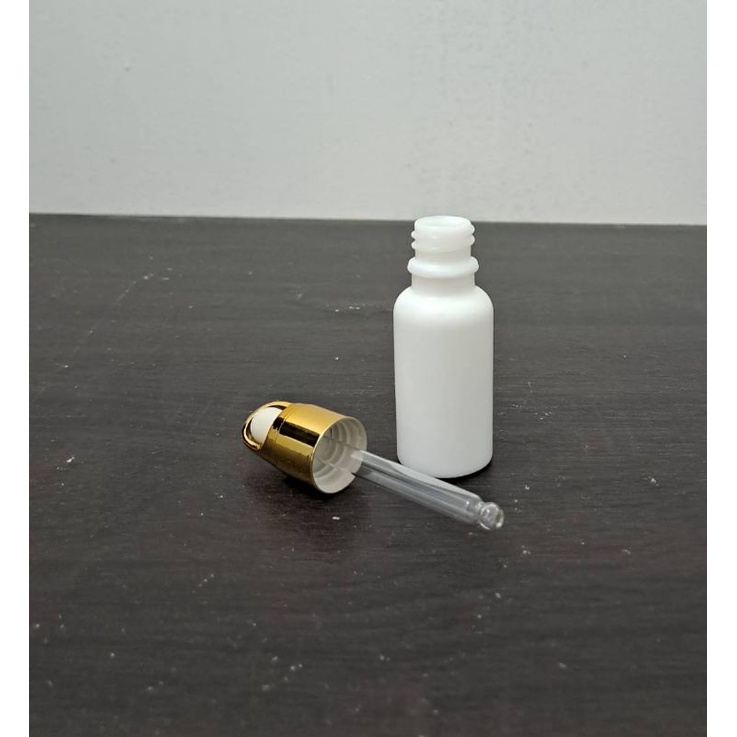 botol pipet kaca 20ml putih mutiara tebal ring gold / botol serum 20ml