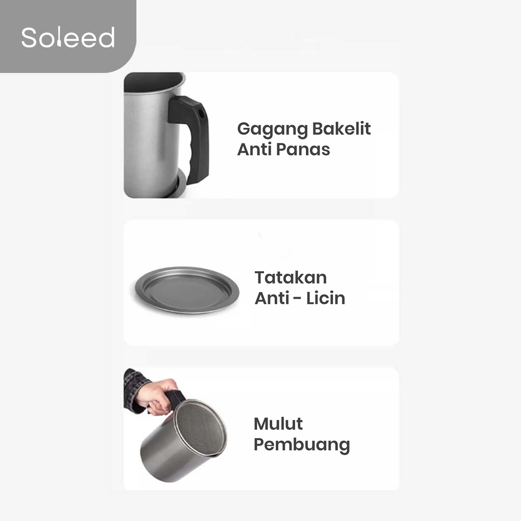 OIL POT NON-STICK 1400ML | SARINGAN TEMPAT MINYAK STAINLES JAPAN STYLE