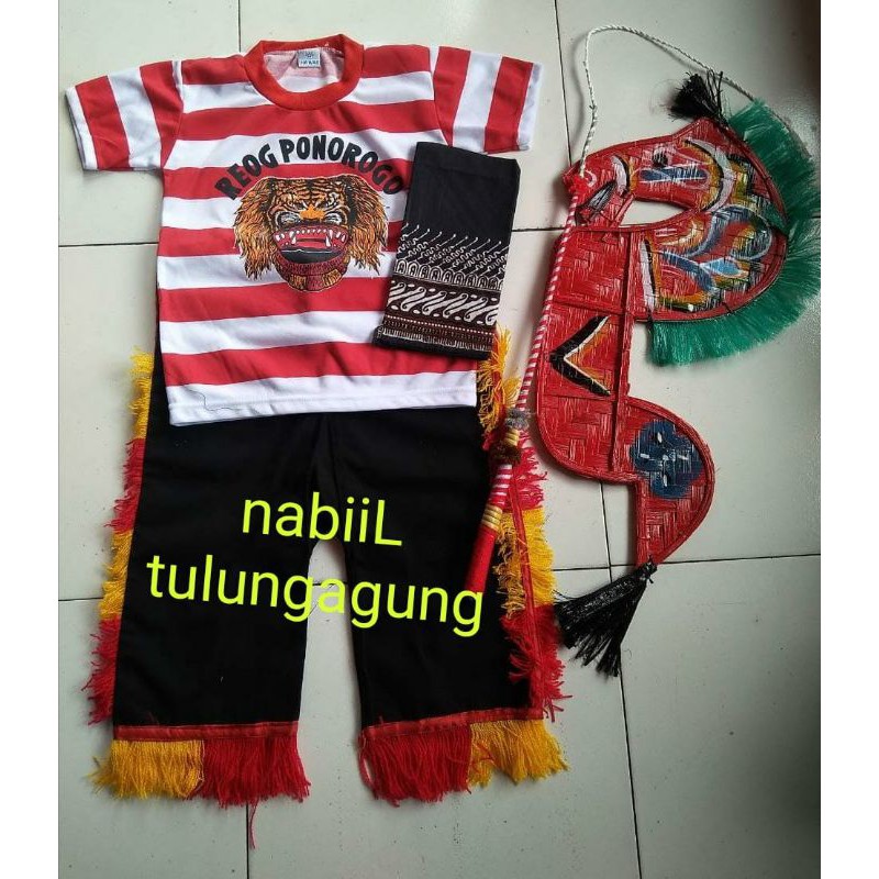 setelan kaos reog Ponorogo kuda lumping udeng Jawa satu paket