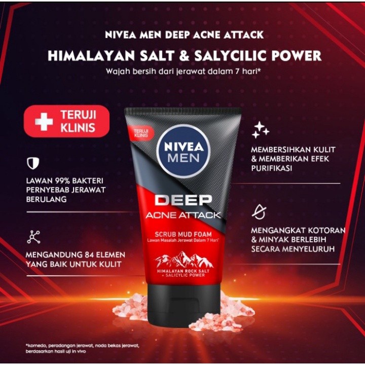 NIVEA MEN DEEP ACNE ATTACK SCRUB MUD FOAM 100ML