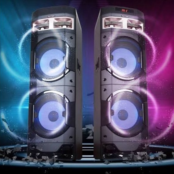ACTIVE SPEAKER AKTIF POLYTRON PAS BIG DOUBLE WOOFER AUX USB SD MMC CARD MIC FM RADIO INPUT 3 WAY SYS