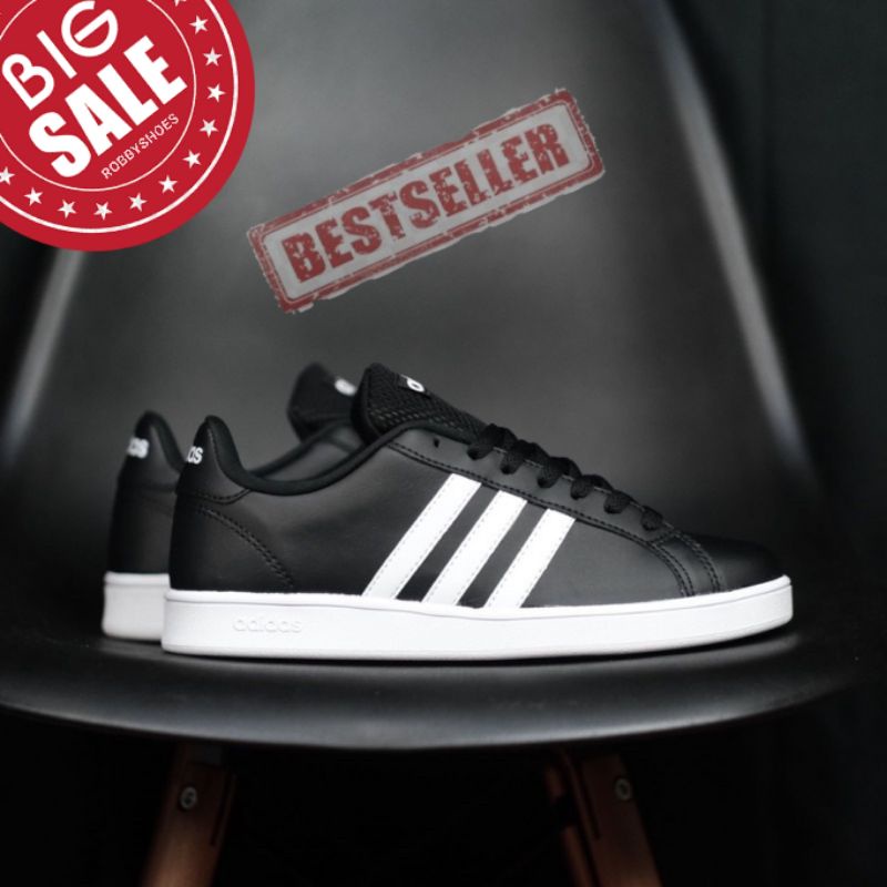 Adidas Grand Court Black White Original OEM / Sepatu Sneakers Pria Original