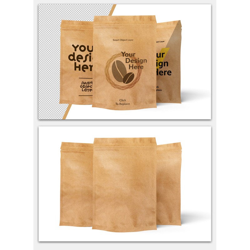 Mockup Of A Craft Paper Foil Sachet - Adobe Photoshop