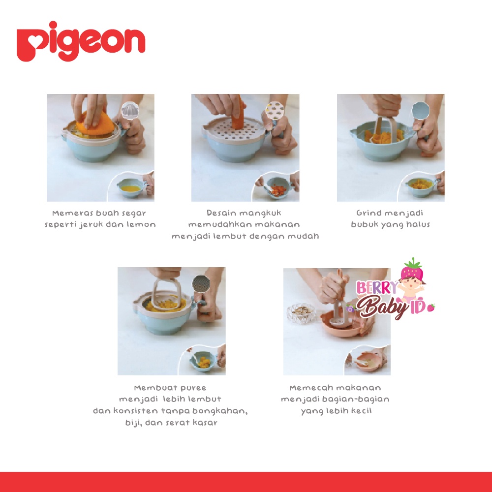 Pigeon Home Baby Food Maker Set Masher Bowl Grinder Pengolah MPASI Berry Mart