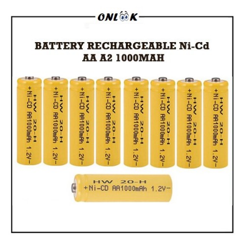 Battery Rechargeable AA 1000mAh Baterai Isi Ulang A2 Ni-Cd Batre Cas Untuk Mainan Mouse Perlengkapan Elektronik
