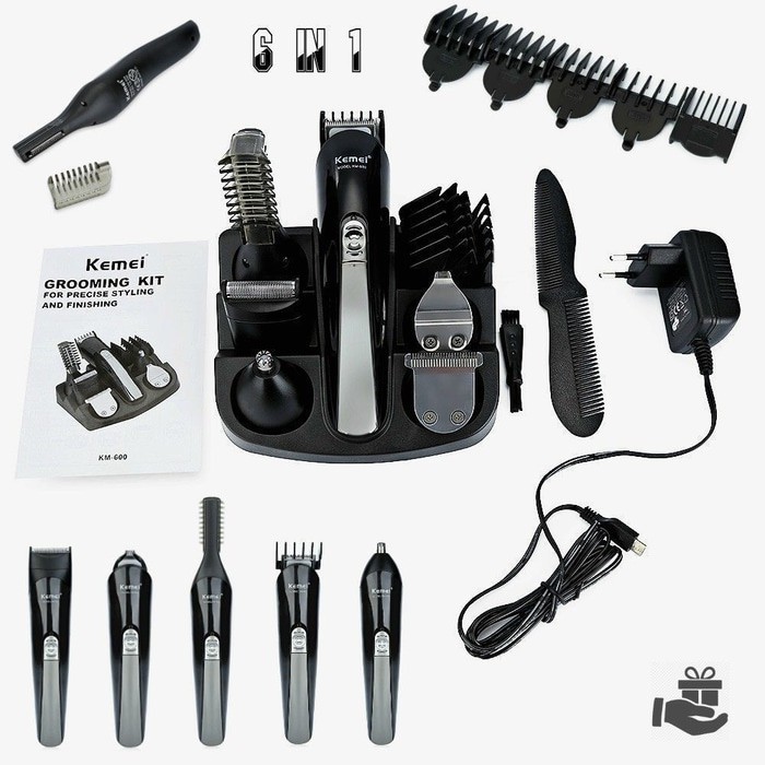 Kemei KM 600 Alat Cukur Rambut  Hair Clipper Trimmer Beard Shaver Razor 11 in 1 Mesin Cukuran KM-600