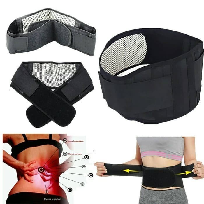 SABUK KORSET TERAPI MAGNETIK LUMBAL PEMANAS PINGGANG PUNGGUNG BRACE BELT THERAPY SARAF KEJEPIT