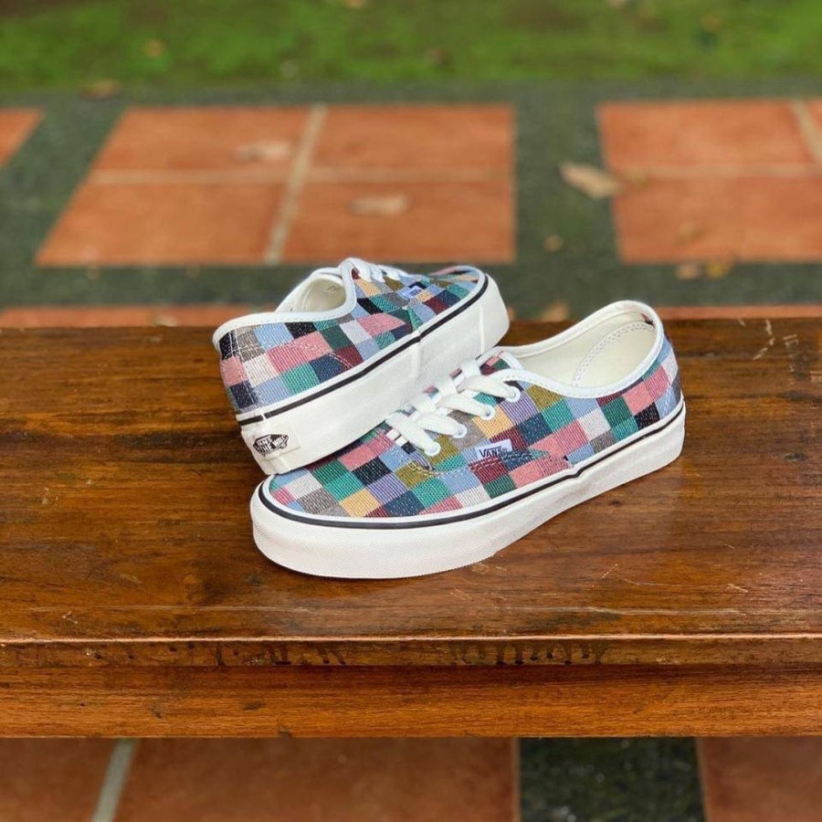 Vans Authentic Checkerboard Woven Multicolour - Merah Muda, 36