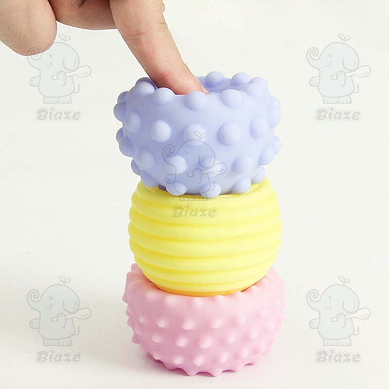 BIAZE Mainan Bola Puzzle Pijat Bayi Multifungsi Lembut Dengan Suara Untuk Edukasi Perkembangan Sensory Bayi Mainan