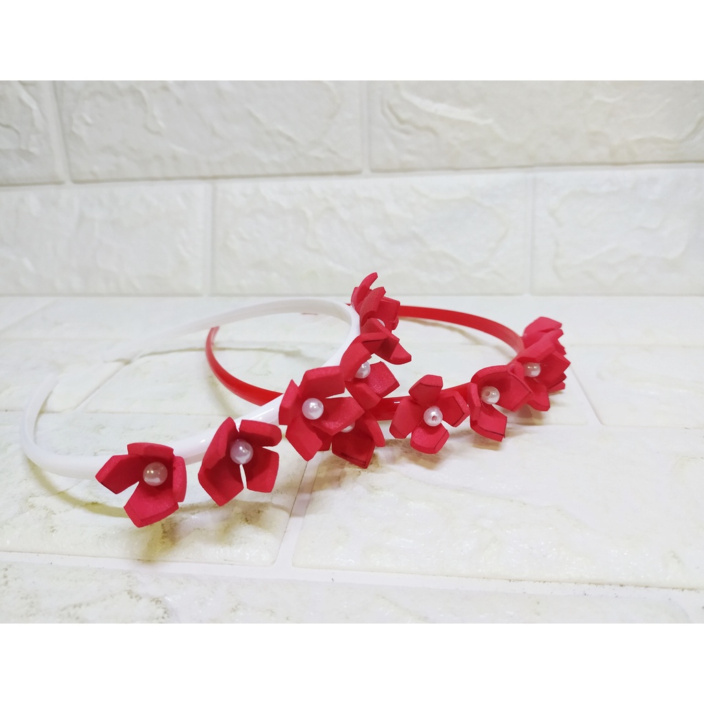 Bando Mawar merah putih - Bando Cantik Ekslusif Handmade