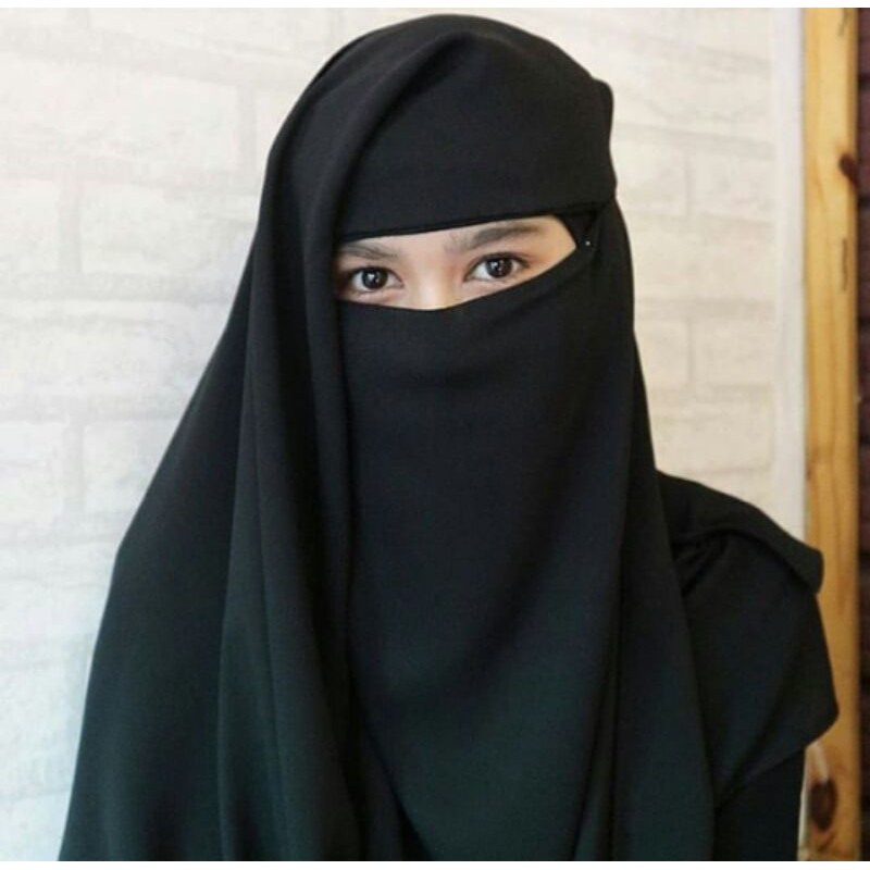 Dasmont Fashion Niqab Yaman Sifon Silk Jetblack Arab Hitam Pekat Tidak Pengap Cadar Burdah