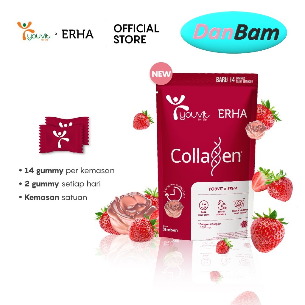 Youvit x Erha Collagen 2 Pouch isi 28 Gummies