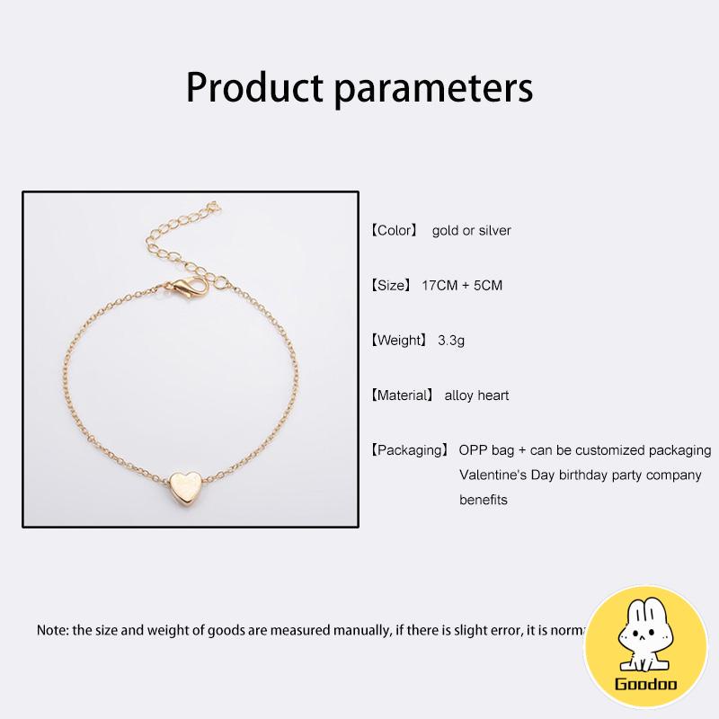 Gelang Bentuk Hati Bahan Alloy Lapis Emas Untuk Wanita  -Doo