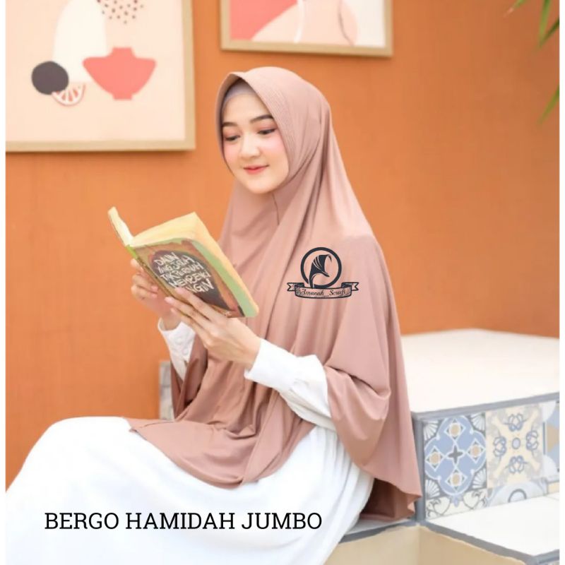 Hijab Bergo Hamidah Jersey Jumbo XL | Hijab Khimar Jersey Jumbo | Jilbab Jumbo Syar’i |Kerudung Berg