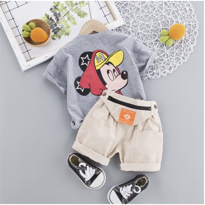 babyfit baju setelan anak cowok set model tas dengan celana pendek chino shorts sy-m13