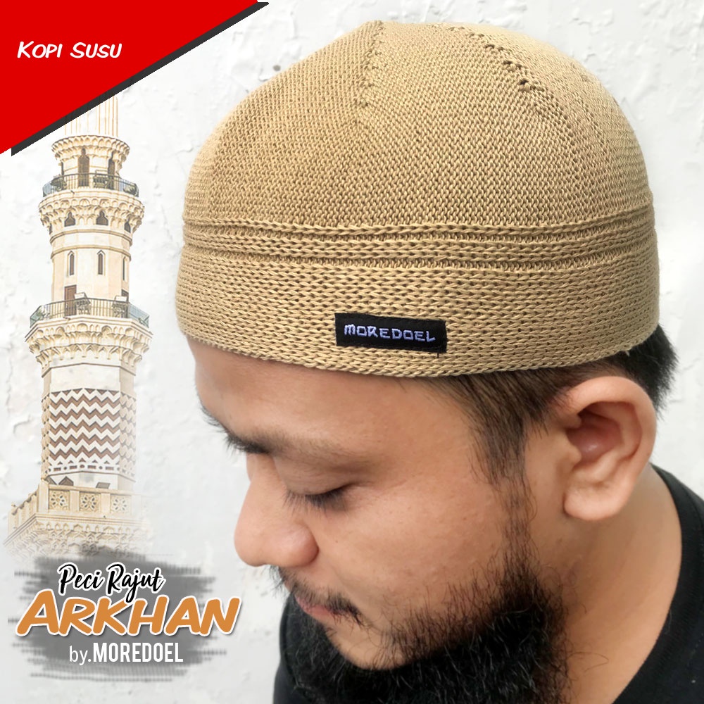 MOREDOEL - Kopiah Peci Rajut Pria Arkhan By Moredoel Nyaman dipakai Shalat dan Gaya dipakai Harian