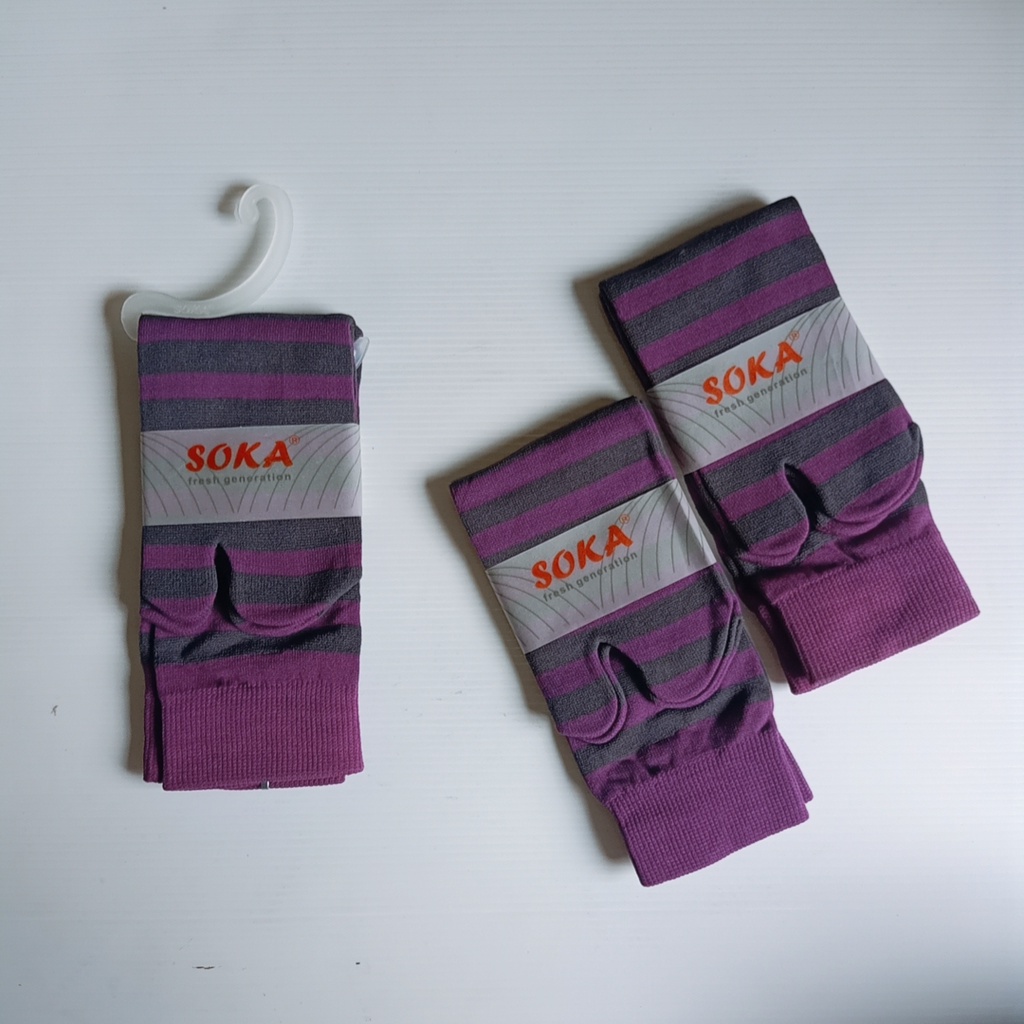 Kazarasock - Kaos Kaki Belang-Soka Stripe Purple