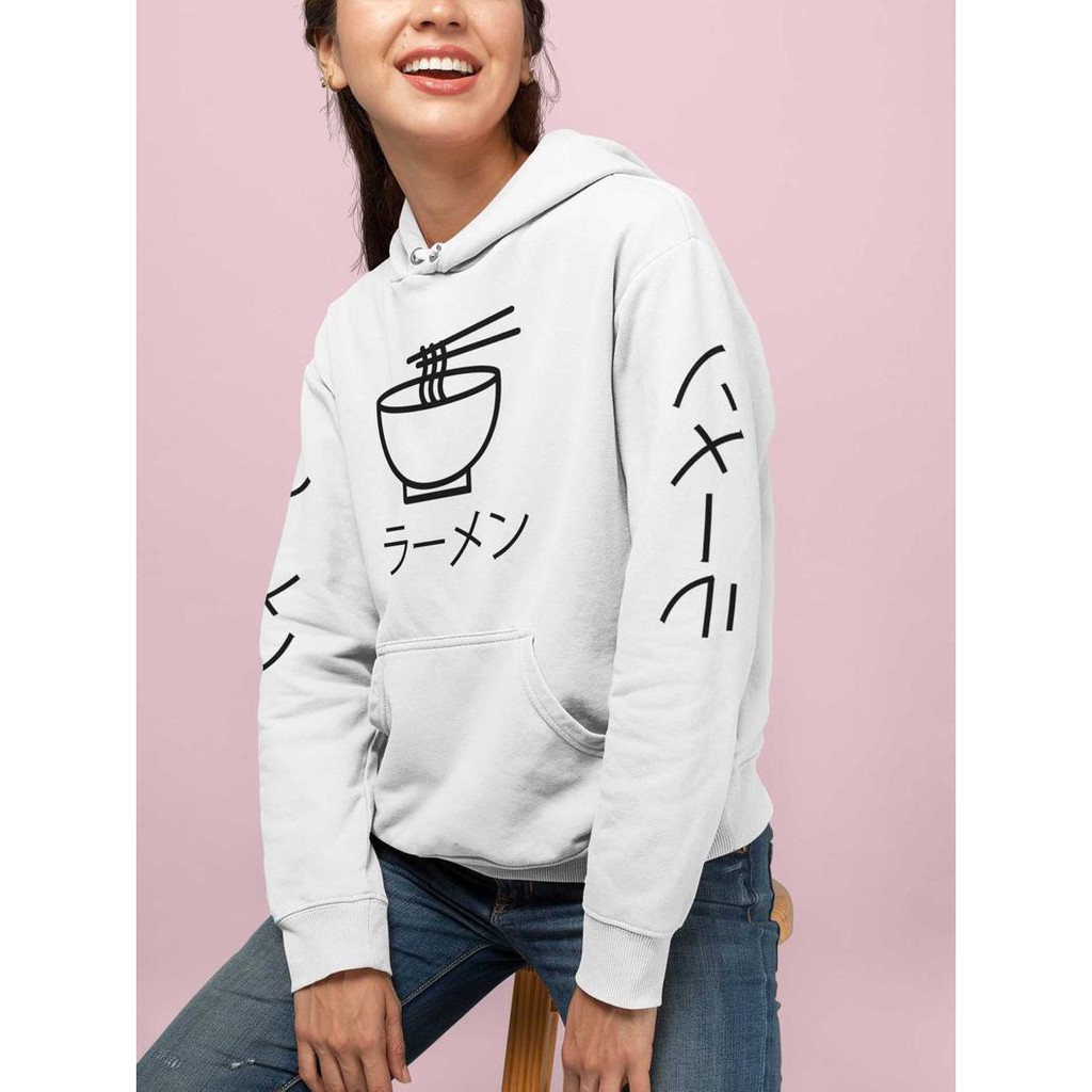 Hoodie Ramen Line Art Japan Kanji Premium Quality Cotton Fleece