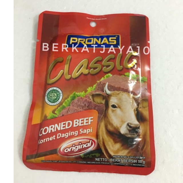 PRONAS Classic Corned Beef Kornet Daging Sapi Original 50 gr