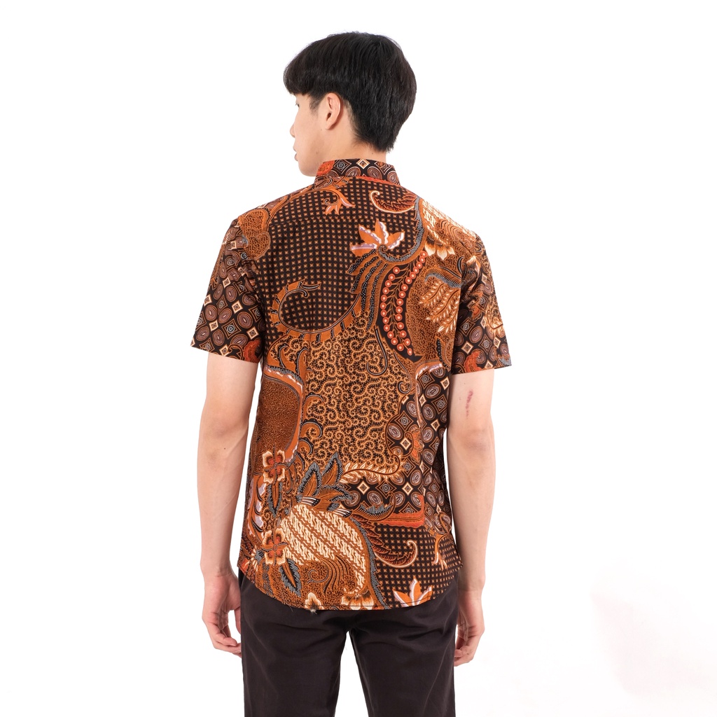 SANVANINA Kemeja Batik Lengan Pendek Pria Slim Fit Motif Gaia | E-7006