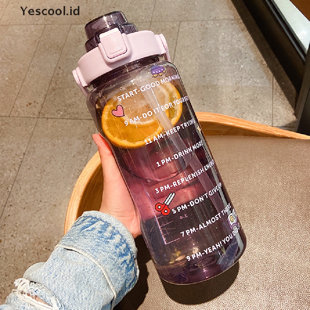 (Yescool) Botol Minum 2L Portable Dengan Sedotan Untuk Olahraga / Fitness / Sepeda