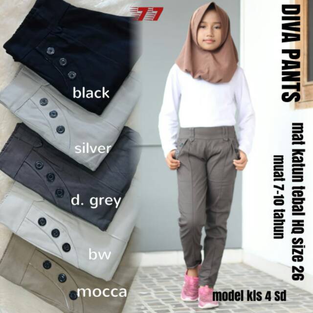 Celana Baggy Twill Combed Anak Perempuan Tanggung  Usia 6 Th Sampai 12 Tahun