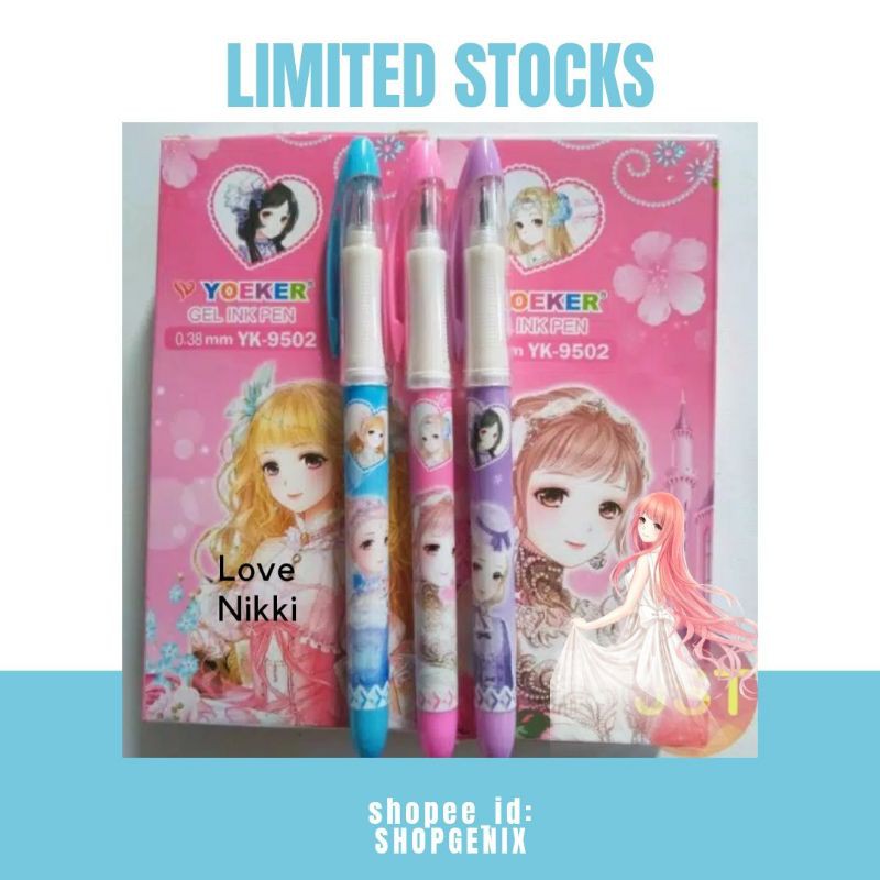 

Langka Murah - GEL INK PEN Pulpen Love Nikki / Miracle Nikki