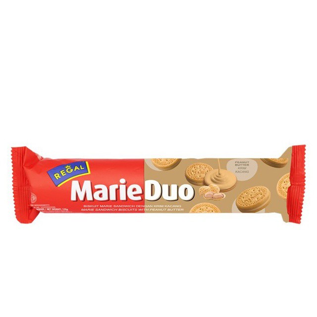

Regal Marie Duo Krim Kacang 100gr - Biskuit Marie Sandwich