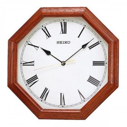 jam dinding seiko qxa152 wooden case quiet sweep