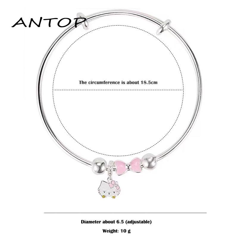 Gelang Tangan Rantai Aksen Simpul Pita Motif Hello Kitty / Cinnamon / Melody Untuk Perhiasan Wanita