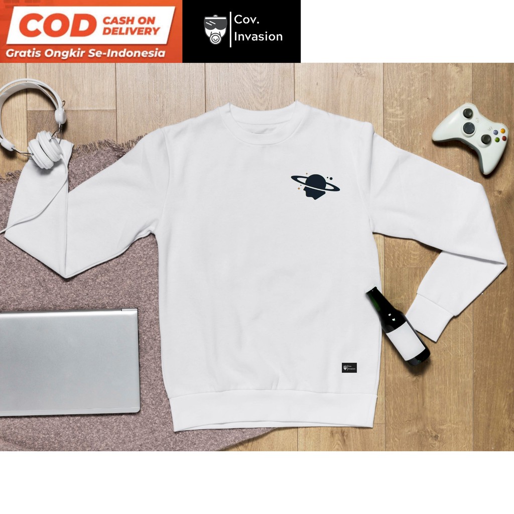 [COD] SWEATER PRIA WANITA Planet Boy CREWNECK HITS MURAH OOTD DISTRO [AESTHETIC]-Putih