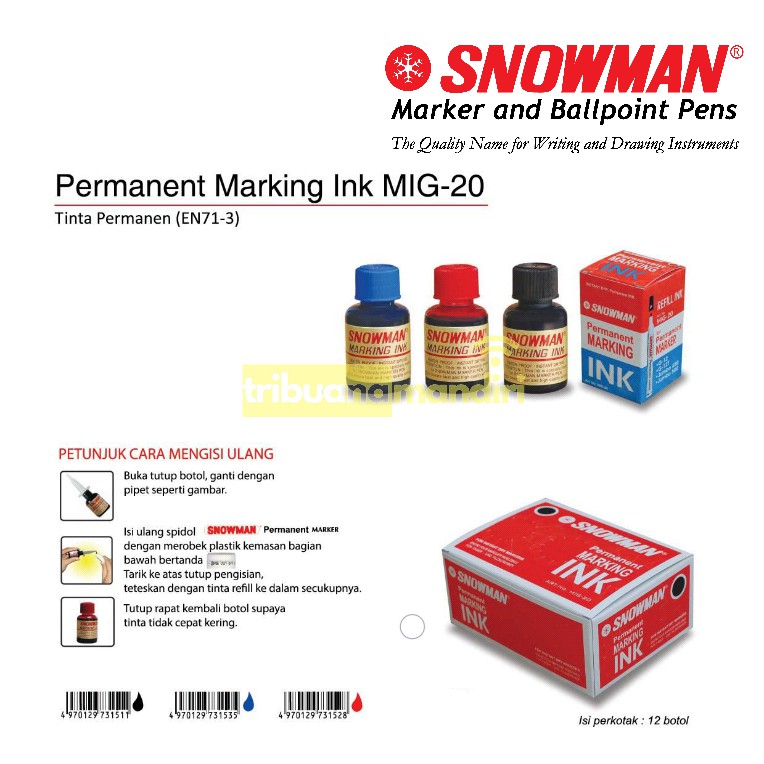 

Tinta Spidol Permanet Snowman /isi Tinta (refill)