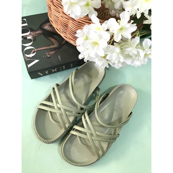 Sandal Slop Gladiator Lokal Boloni ANDIN BEST SELLER TERMURAH-Hijau Greentea