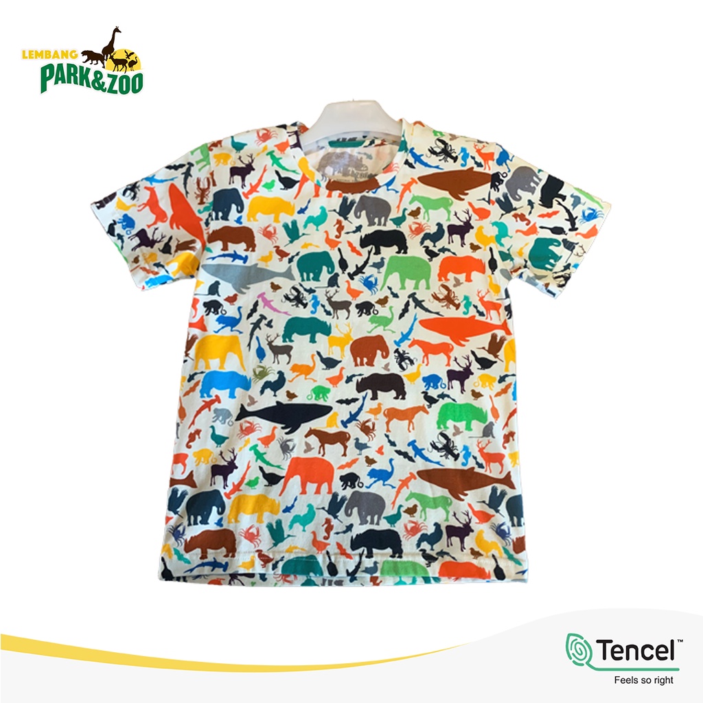Lembang Park &amp; Zoo - T Shirt Fullprint Kids motif Animal Silhouette unisex / Atasan Anak / Kaos Anak