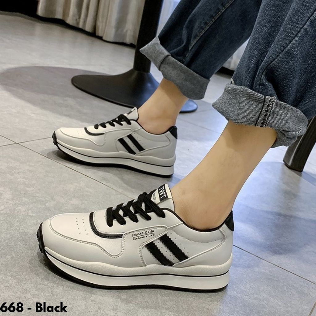 SEPATU SNEAKERS WANITA IMPORT PUTIH POLOS BERKUALITAS NYAMAN COMFY FIT VIRAL TERBARU 668