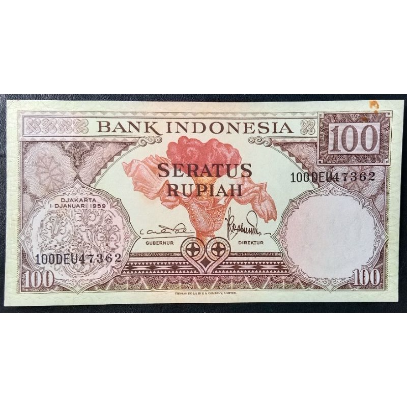 UANGKUNO 100 RUPIAH BUNGA THN 1959