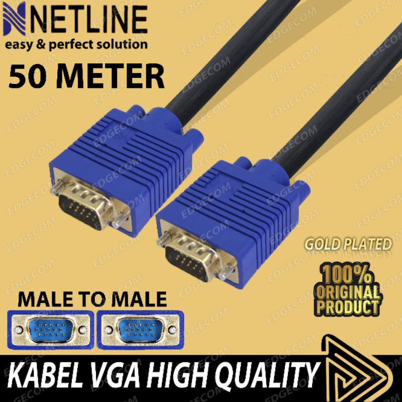 NETLINE Kabel VGA Male to Male 50 Meter HIGH QUALITY