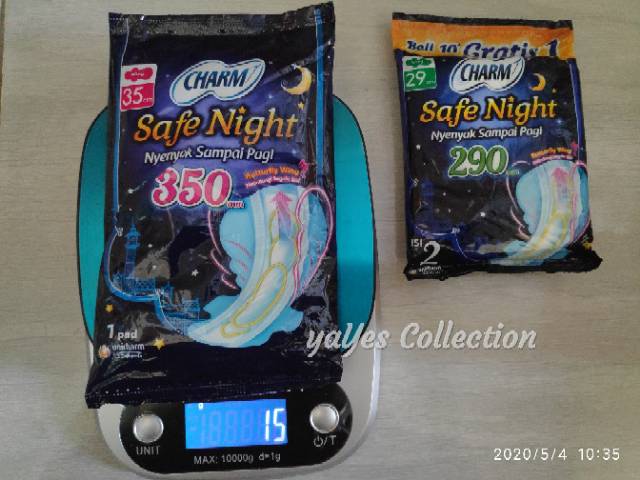 Pembalut wanita 10 pads wings charm safe night cham 29 cm 290 mm 35 cm 350 mm sachet renceng carm