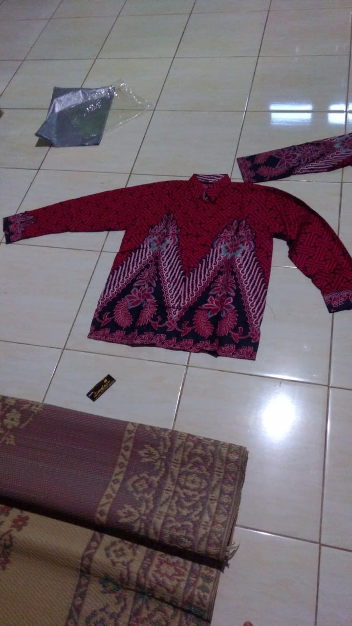 Batik Couple Keluarga Sania Ruffle Ori Ndoro Jowi Dnt Motif Bata Merah