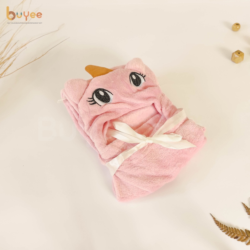 Selimut Bayi Topi Boneka Karakter Hewan | Lembut Fleece