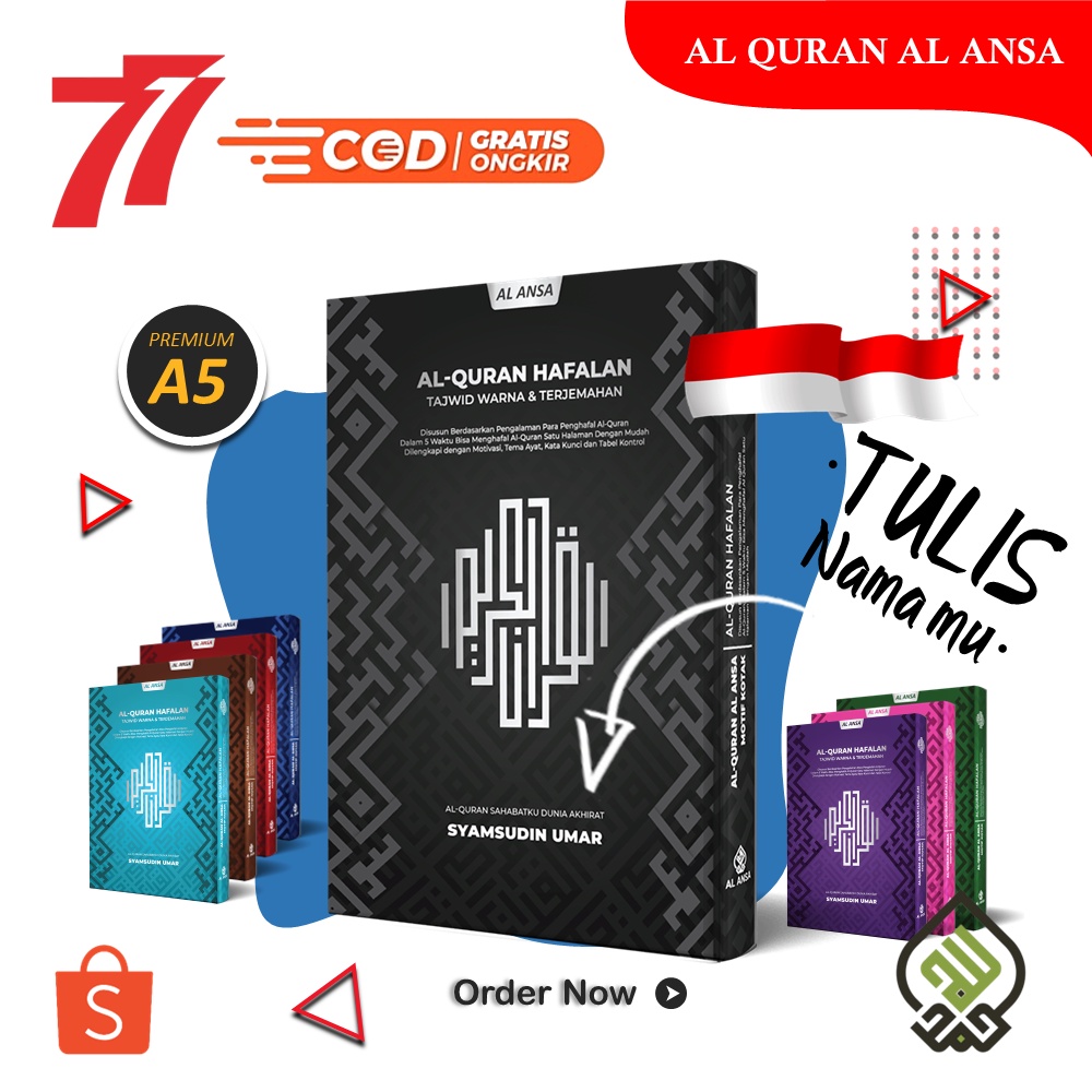 AL QURAN CUSTOM NAMA PREMIUM AL ANSA PERKATA LATIN - SIZE A5 KOTAK NEW