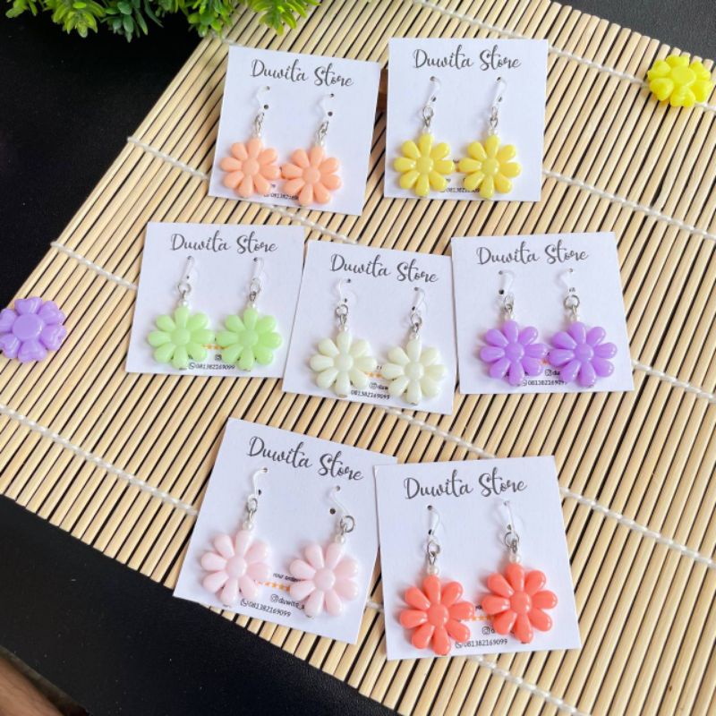 HANDMADE ANTING ANAK/DEWASA KAITAN PLASTIK MOTIF BUNGA MATAHARI