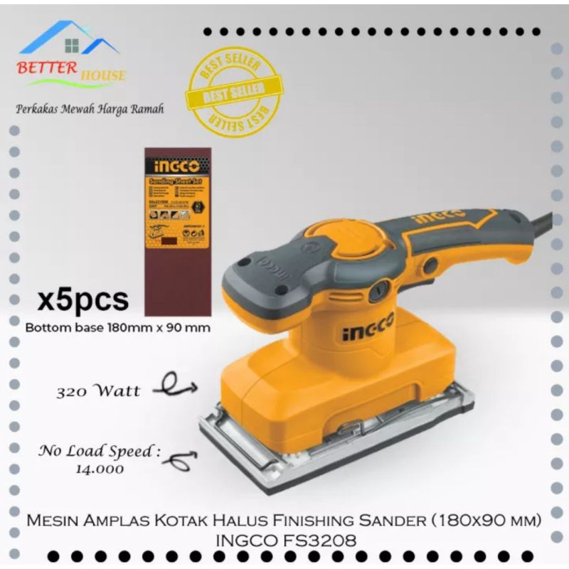 MESIN AMPLAS SANDER PERSEGI PANJANG INGCO FS3208