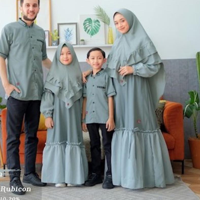 Mecca Sage Green Baju Koko Kokoh Gamis Abaya Dewasa Ayah Ibu Anak Cowok Cowo Cewek Cewe
