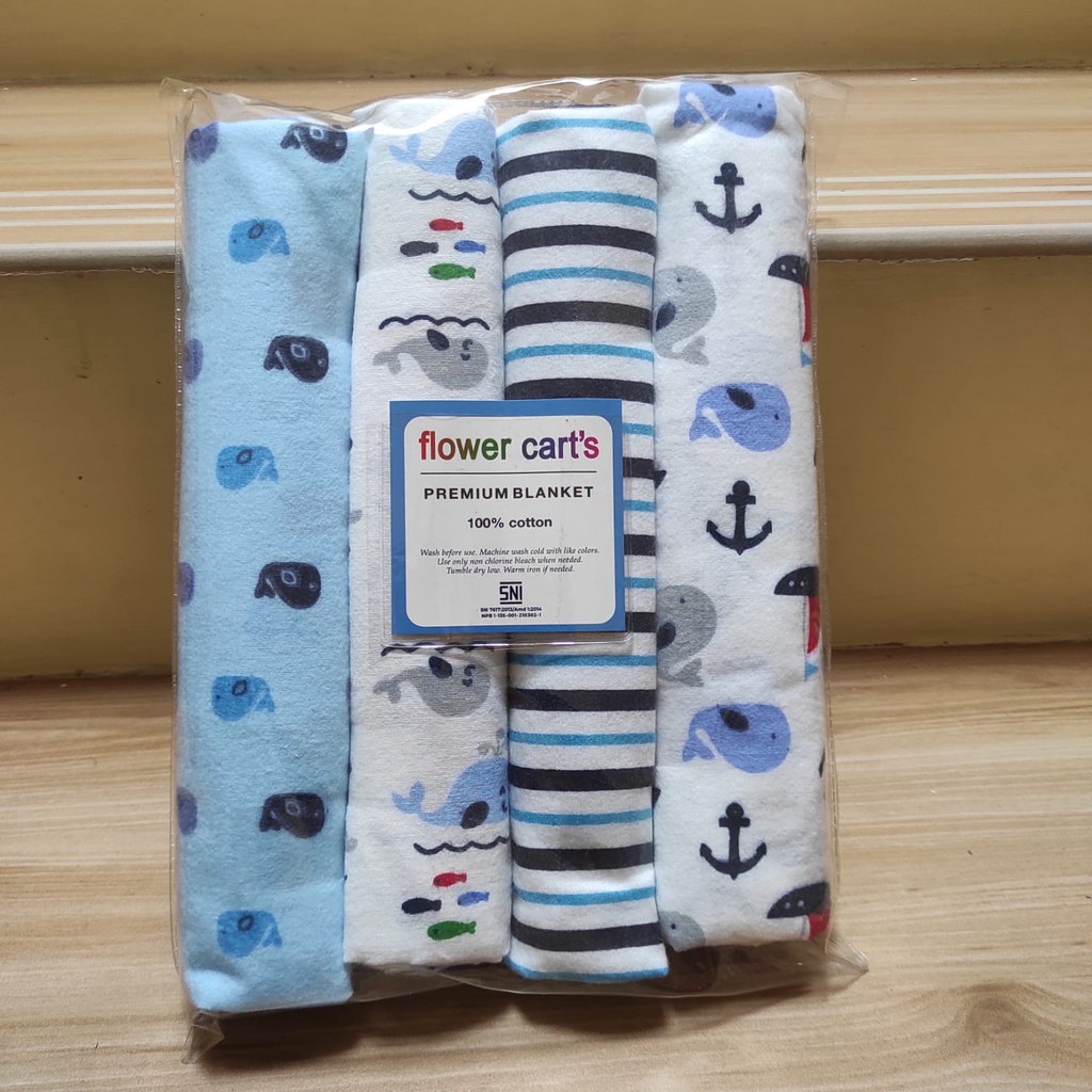 Bedong Bayi Motif Lembut 4in1 Perempuan Laki-Laki Bahan Katun Flanel Perlengkapan Bayi Baru Lahir